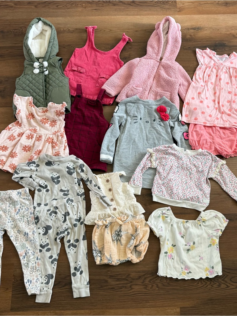 18 months Baby Toddler Girls Clothing Lot - Pink, Grey, Green, Cream Mix